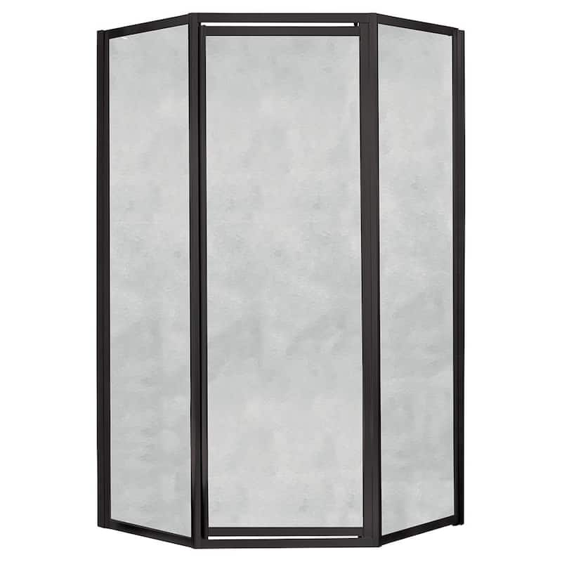 Tides 18-1/2 in. x 24 in. x 18-1/2 in. x 70 in. Framed Neo-Angle Shower Door in Oil Rubbed Bronze and Obscure Glass