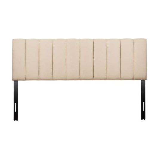 Helena Adjustable Cream King Upholstered Headboard with Channel Tufting