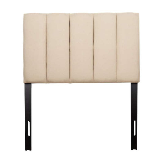 Helena Adjustable Cream Twin Upholstered Headboard with Channel Tufting