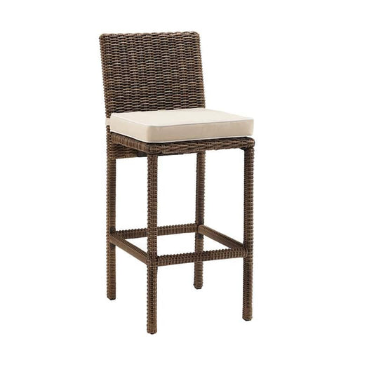 Bradenton Wicker Outdoor Bar Stools with Sand Cushions (2-Pack)