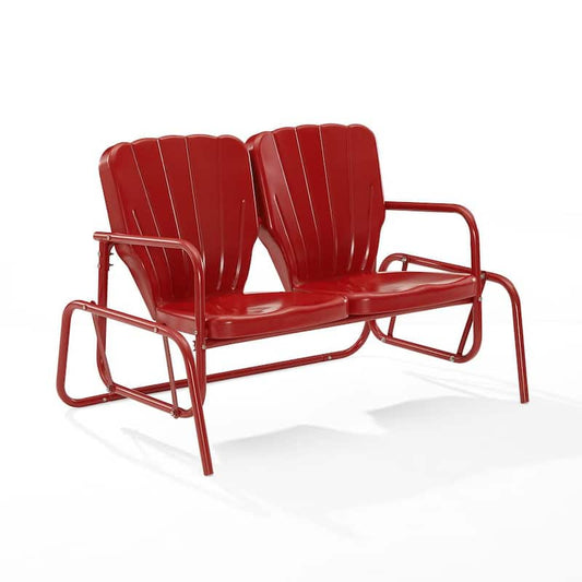 Ridgeland 47.5 in. Red Metal Outdoor Glider