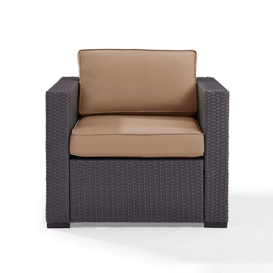 Biscayne Wicker Outdoor Lounge Chair with Mocha Cushions