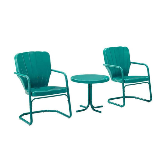 Ridgeland Turquoise 3-Piece Metal Patio Conversation Set