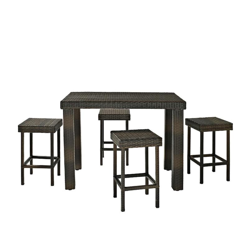 Palm Harbor 5-Piece Wicker Outdoor Bar Height Dining Set