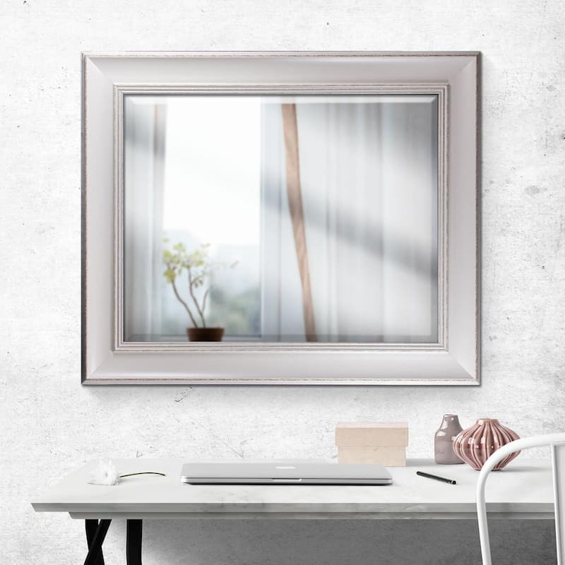 Medium Rectangle White Modern Mirror (34.75 in. H x 28.75 in. W)