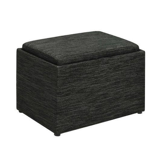 Designs4Comfort Dark Charcoal Gray Fabric Accent Storage Ottoman with Reversible Tray