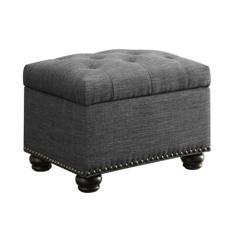 Designs4Comfort 5th Avenue Dark Charcoal Gray Linen Storage Ottoman