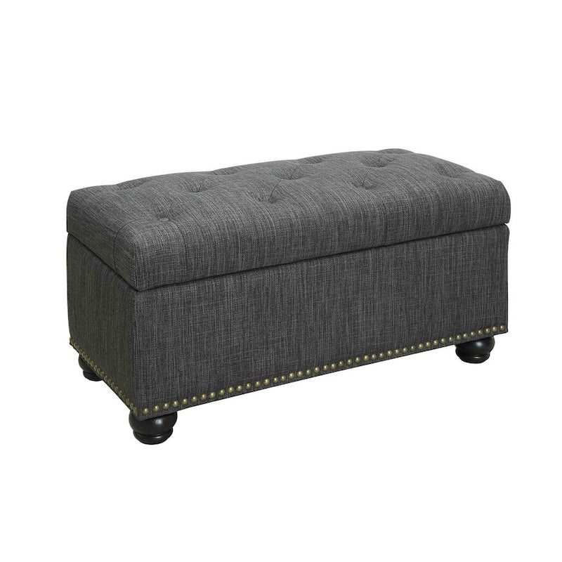 Designs4Comfort 7th Avenue Dark Charcoal Gray Linen Storage Ottoman