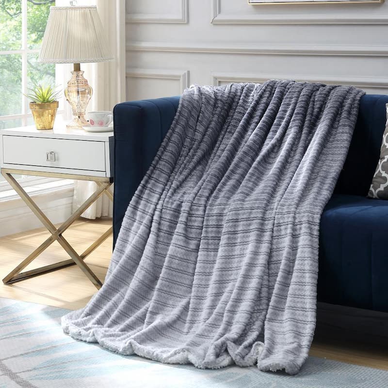 Jacques Dark Grey Throw Super Soft 100% Polyester 60 in. x 70 in.