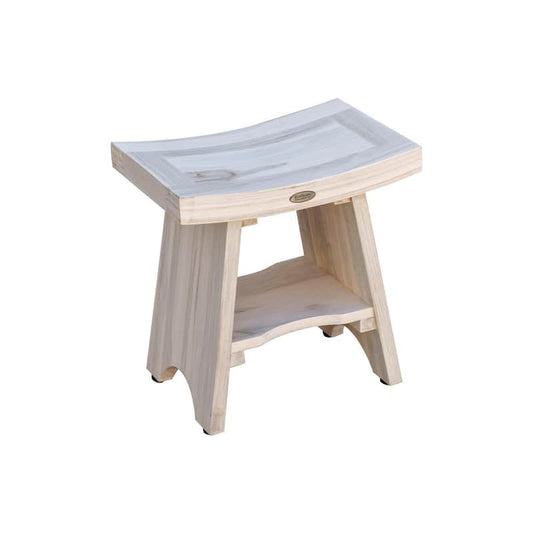 Serenity 18 in. W x 12 in. D Non-Adjustable Teak Shower Bench with Shelf in Driftwood