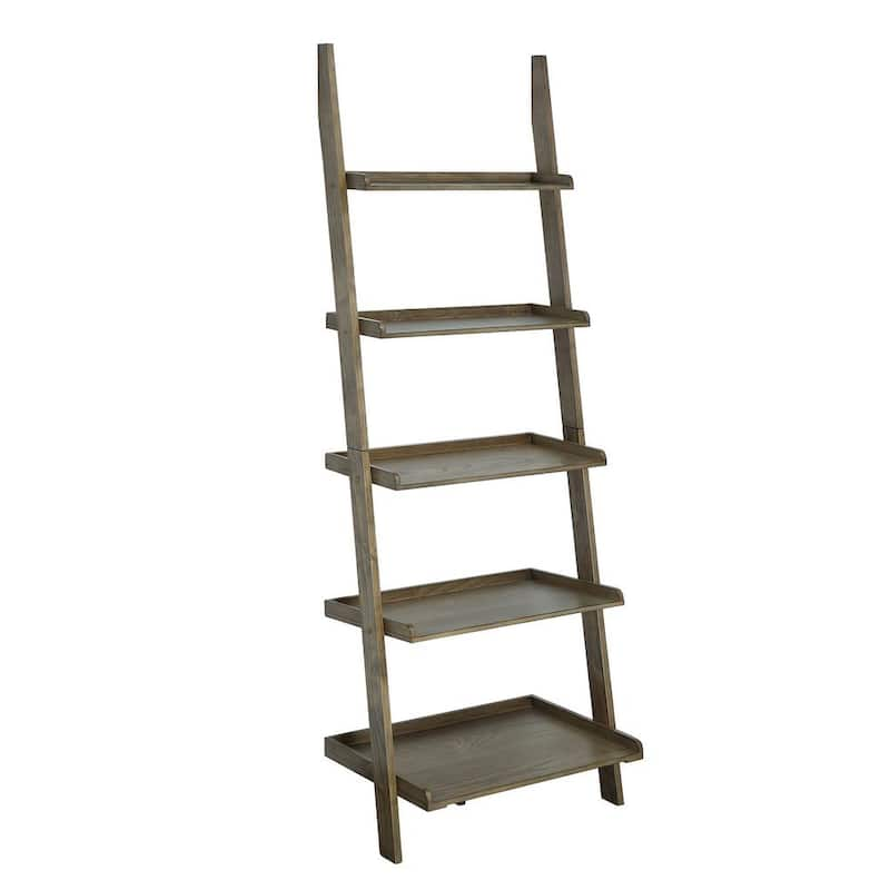 American Heritage 72 in. Driftwood Wood 5-Shelf Ladder Bookcase