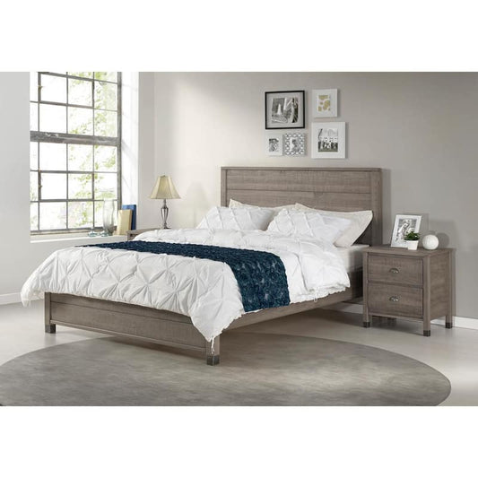 Baja Driftwood Grey, Queen Size, Panel Headboard, Platform Bed