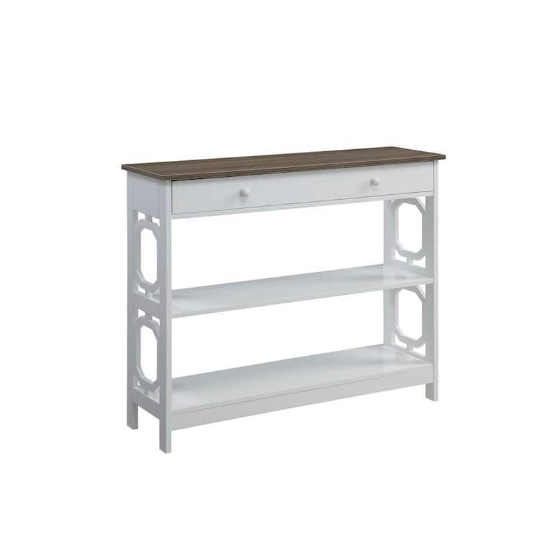 Omega 40 in. Driftwood Top/White Frame Standard Rectangle Console Table with 1-Drawer