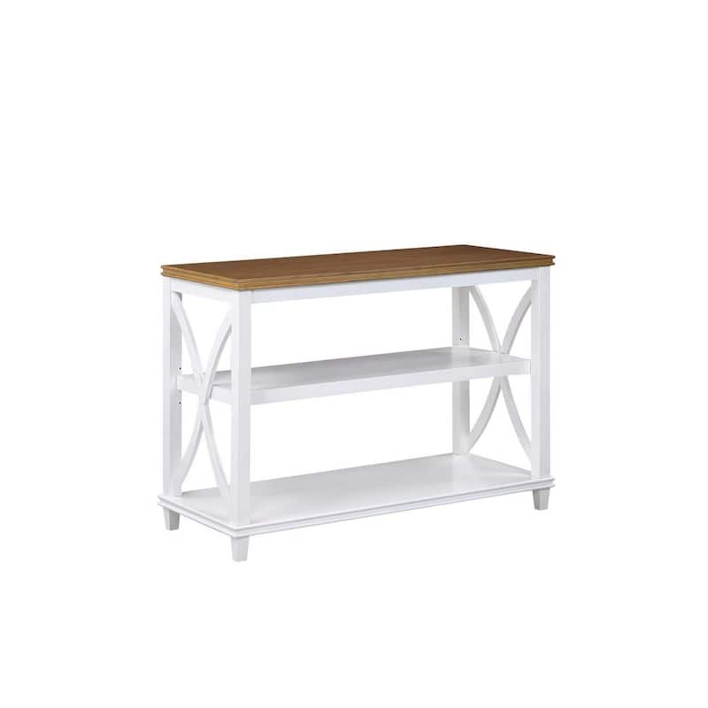 Florence 42 in. Driftwood/White Standard Rectangle Wood Console Table with Shelves