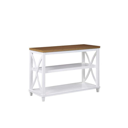 Florence 42 in. Driftwood/White Standard Rectangle Wood Console Table with Shelves