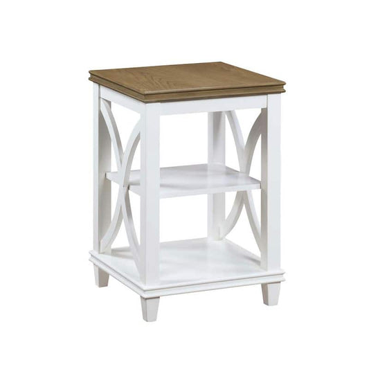 Florence 16 in. Driftwood/White Standard Square End Table with Shelves