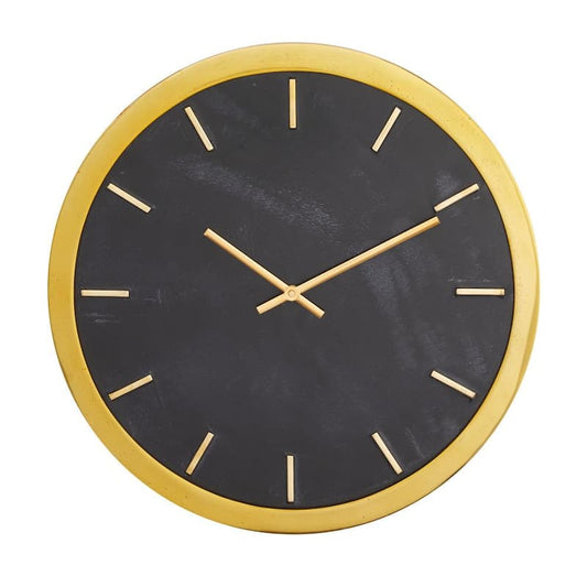 Black Marble Analog Wall Clock with Gold accents