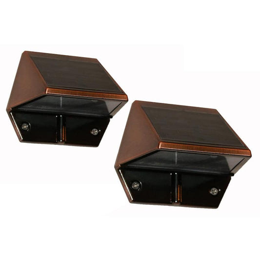 Solar 2-LED Outdoor Copper Integrated LED Deck and Wall Light (2-Pack)