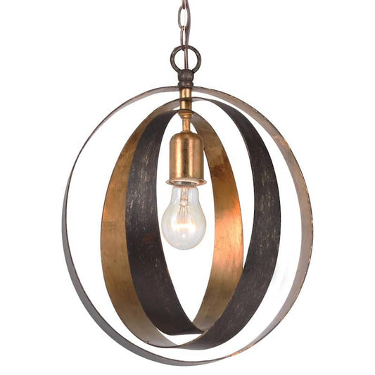 Luna 1-Light Bronze and Gold Sphere Mini Chandelier