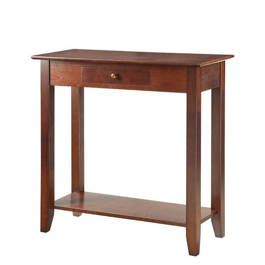 American Heritage 32 in. Espresso Standard Rectangle Wood Console Table with Drawer