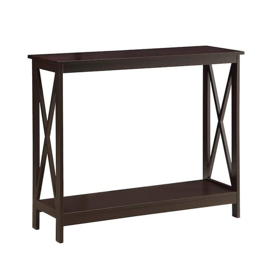 Oxford 40 in. Espresso Standard Rectangle Wood Console Table with Shelves