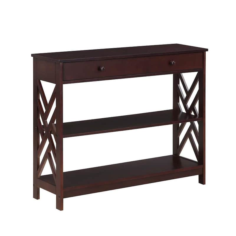 Titan 39.5 in. Espresso 31.5 in. Rectangle Wood Console Table with 1 Drawer and Shelves