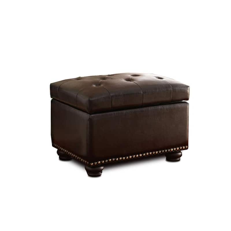 Designs4Comfort 5th Avenue Espresso Faux Leather Tufted Storage Ottoman