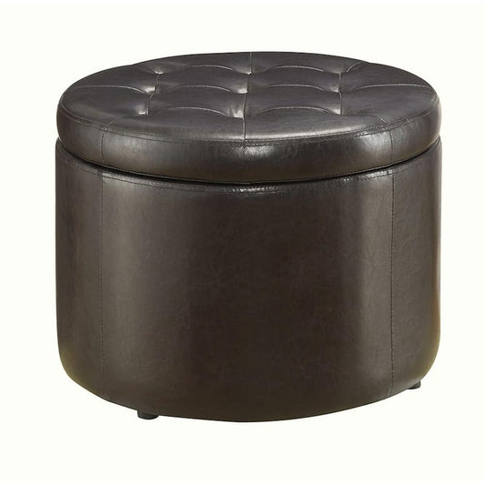 Designs4Comfort Espresso Faux Leather Shoe Storage Ottoman