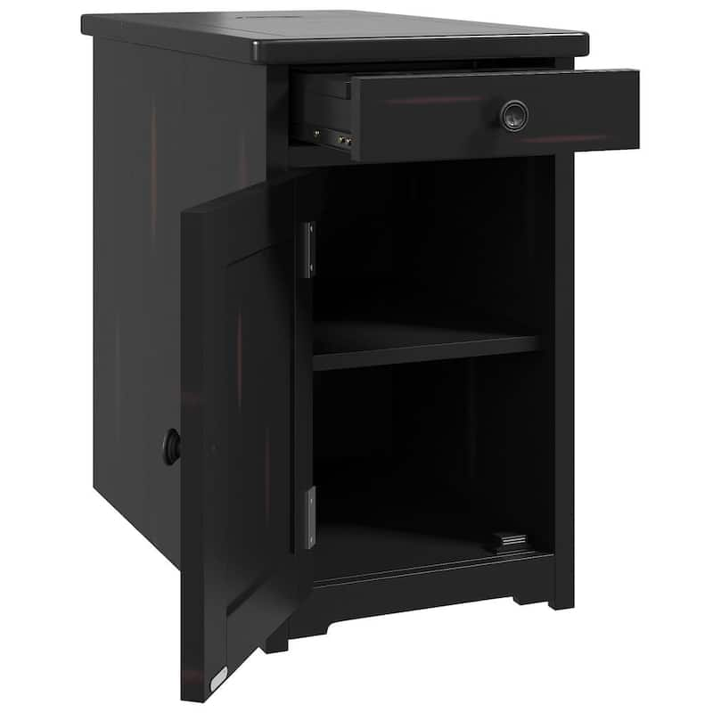 With 1-Drawer and Cabinet Espressol Nightstand (H 22 in. x W 13.7 in. x D 16.9 in.)