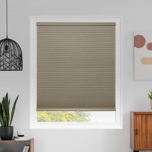 Cut-to-Size Evening Latte Cordless Blackout Polyester Cellular Shades 21.25 in. W x 84 in. L