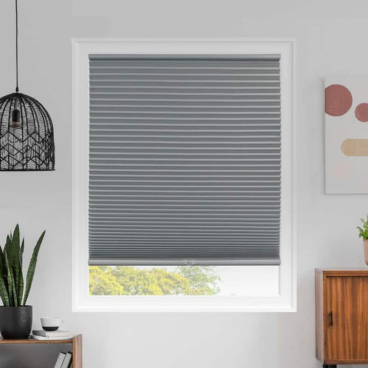 Cut-to-Size Evening Pewter Cordless Blackout Polyester Cellular Shades 35.5 in. W x 64 in. L