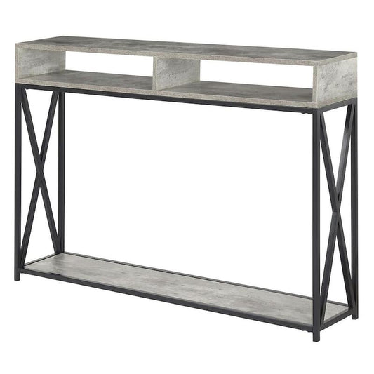 Tucson 47.25 in. Faux Birch/Black 30.5 in. Rectangle Particle Board Console Table with 2-Shelves