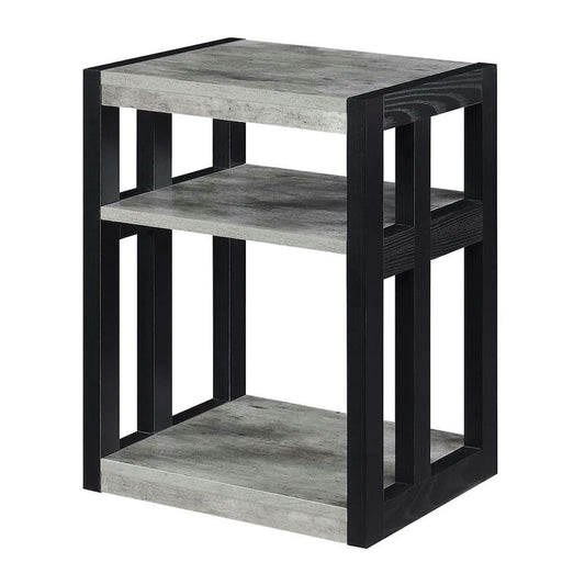 Monterey 18.25 in. Faux Birch/Black 24 in. Rectangle Particle Board End Table with 3 Tiers