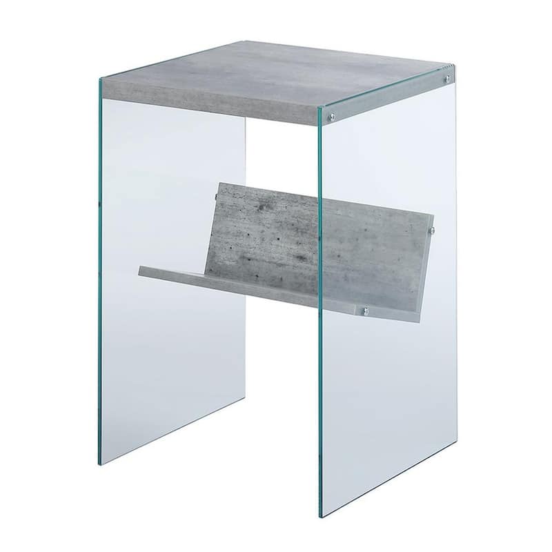 SoHo 15.75 in. W Faux Birch Glass 23.75 in. H Rectangle Particle Board End Table with Shelf