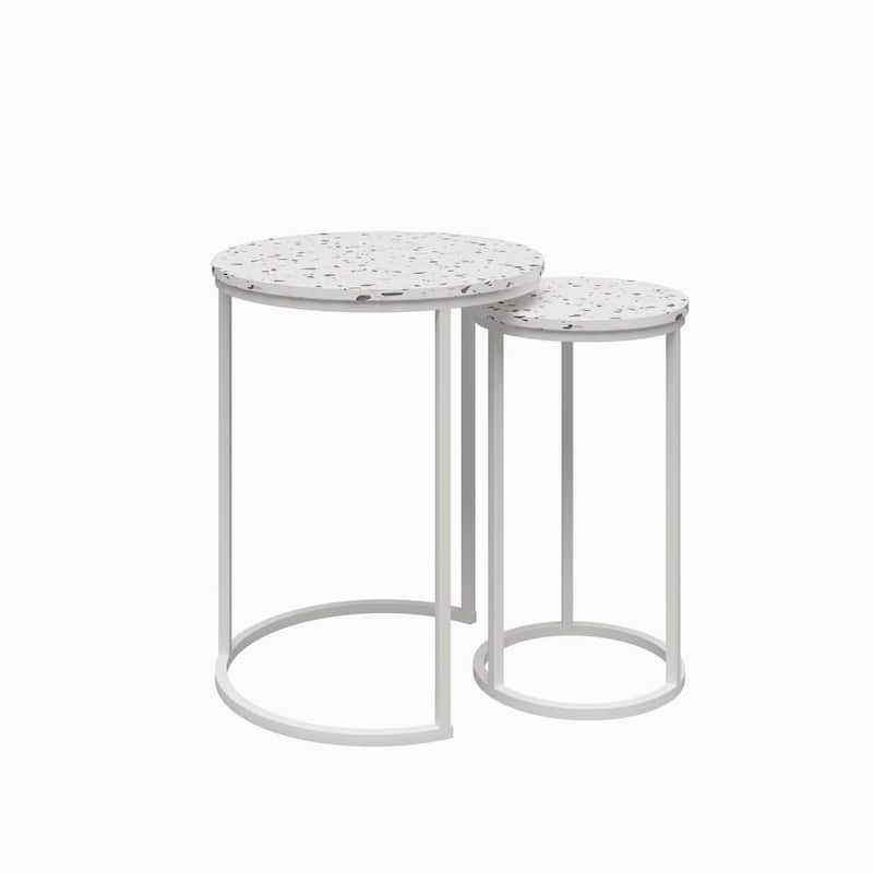 Amelia 18.03 in. Faux Terrazzo Nesting Tables with 2-Pieces