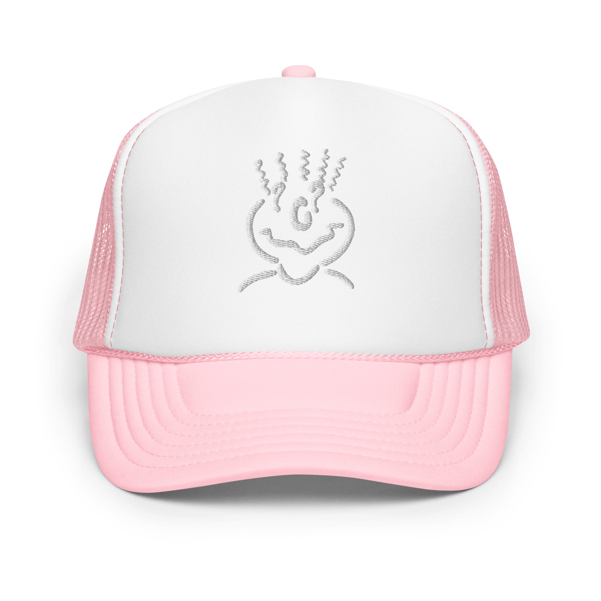 Foam Trucker Embroidered Hat Pink & White
