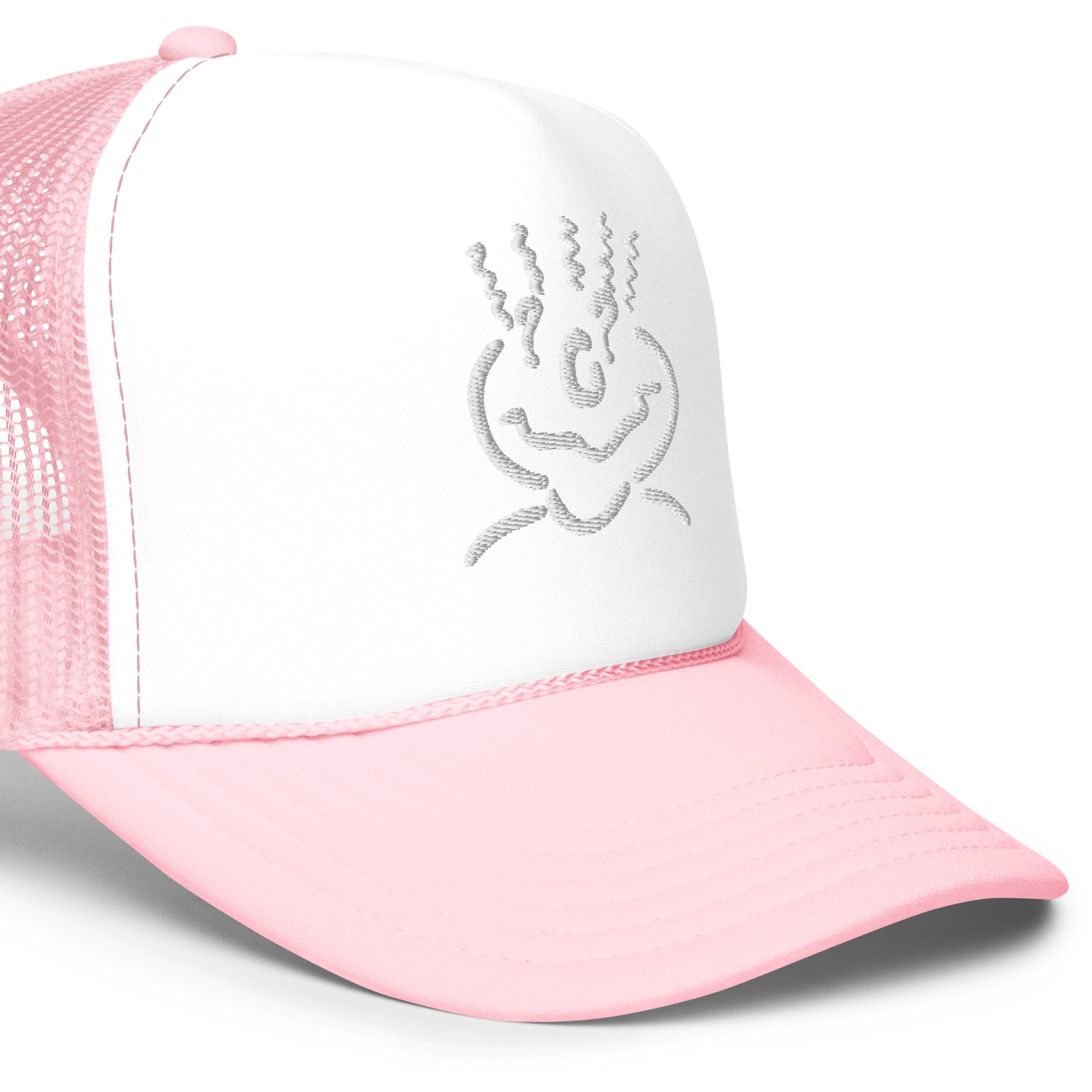 Foam Trucker Embroidered Hat Pink & White