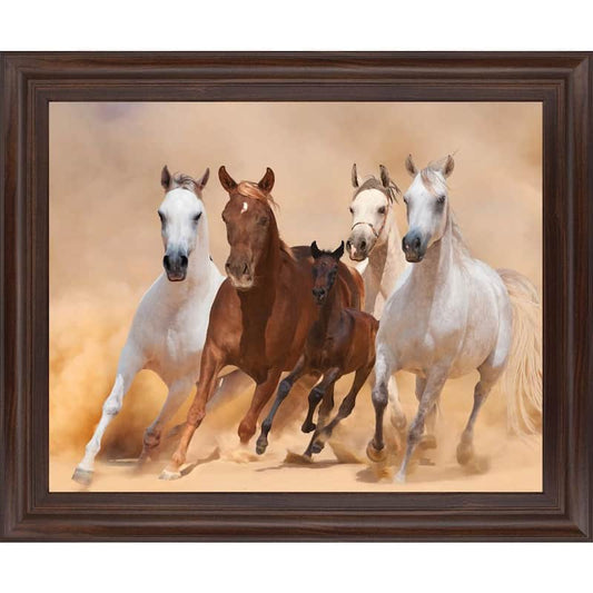 Horses In DustBy Loya_Ya Framed Print Animal Wall Art 28 in. x 34 in.