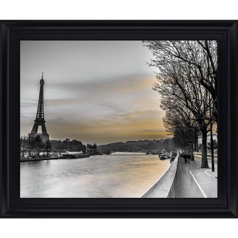 River Seine And The Eiffel TowerBy Assaf Frank Framed Print Nature Wall Art 28 in. x 34 in.