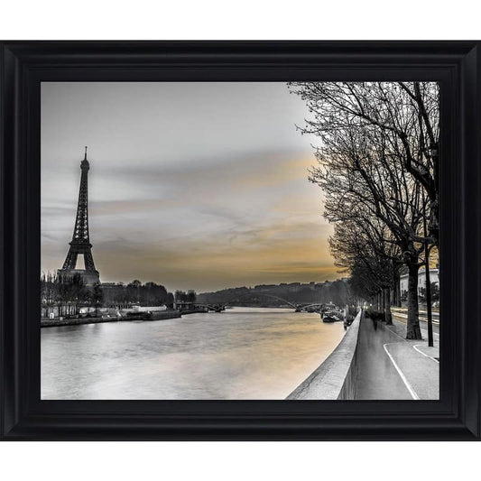 River Seine And The Eiffel TowerBy Assaf Frank Framed Print Nature Wall Art 28 in. x 34 in.