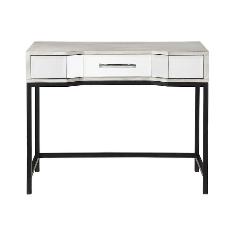 Gabby 38 in. White/Black Standard Rectangle Wood Console Table with 1-Drawer