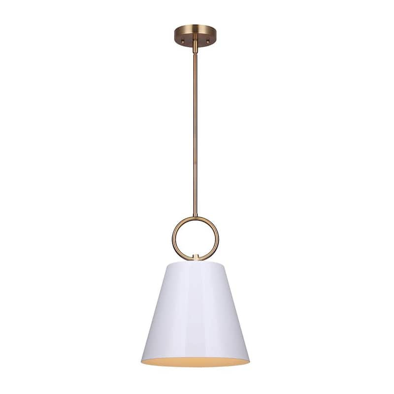 Tenley 1-Light Gold Pendant with White Metal Shade