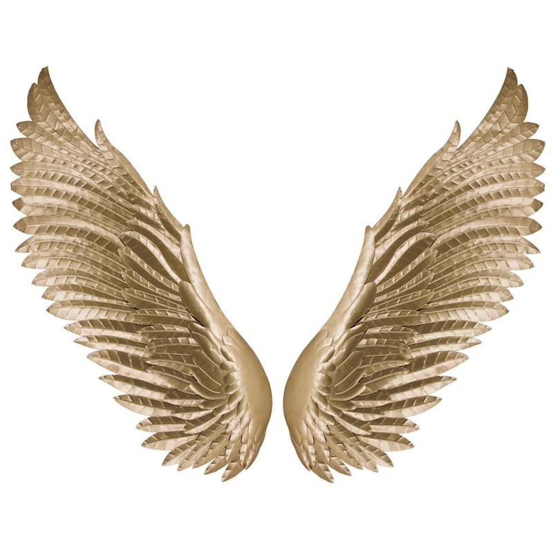 Chic Gold Wings Mixed Metal Media Wall Art