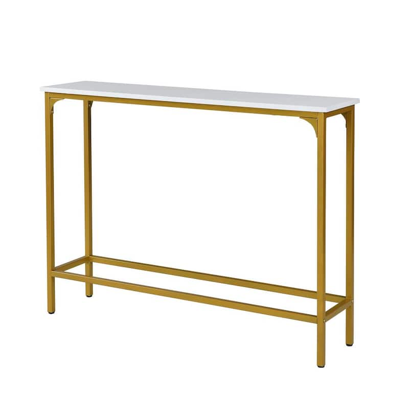 Stella 42 in. Gold 32 in. High Rectangle Wood Top Console Table