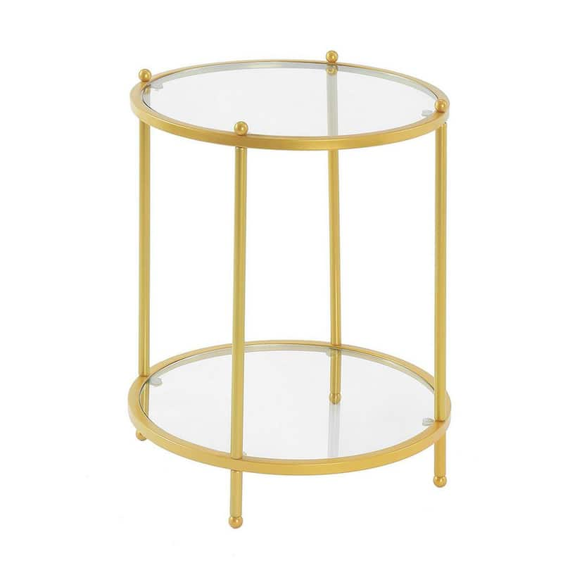 Royal Crest 18 in. Gold Standard Height Round Glass Top End Table