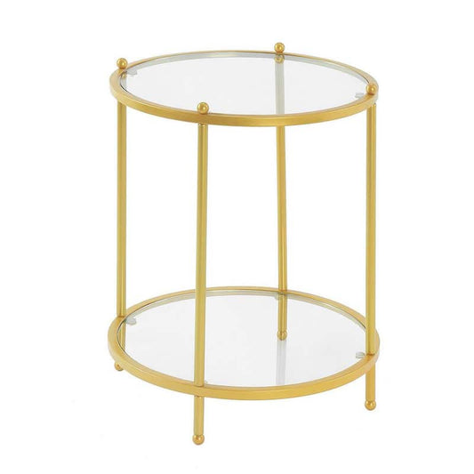 Royal Crest 18 in. Gold Standard Height Round Glass Top End Table