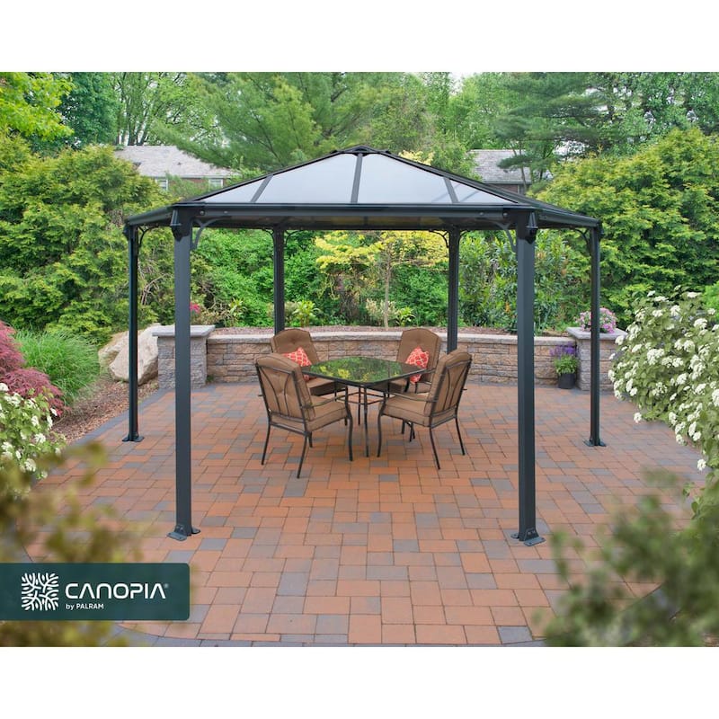 Monaco Hexagonal 13 ft. x 15 ft. Gray/Bronze Outdoor Gazebo