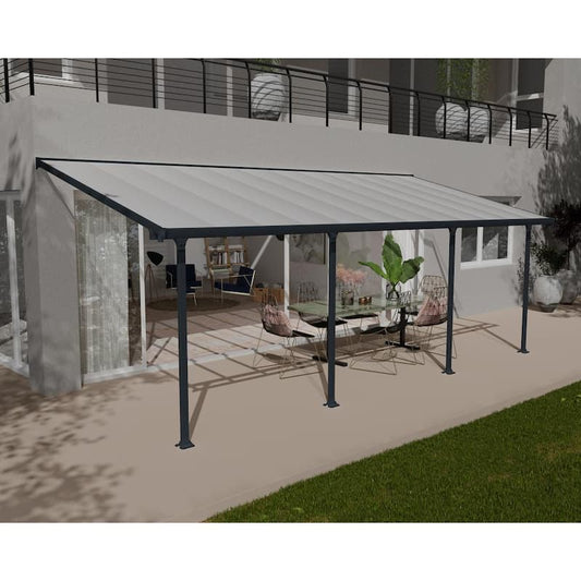 Feria 10 ft. x 24 ft. Gray/Clear Aluminum Patio Cover