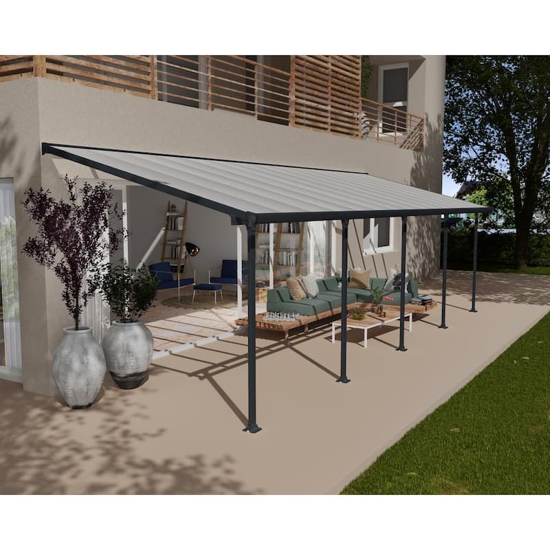 Feria 10 ft. x 30 ft. Gray/Clear Aluminum Patio Cover