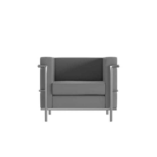 Gray LeatherSoft Chair with Encasing Frame